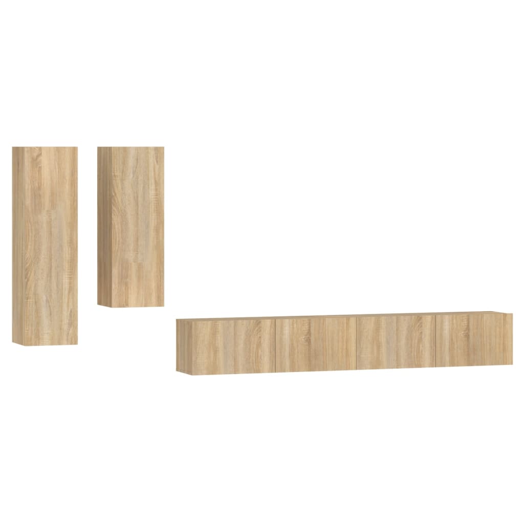 vidaXL Set de muebles para TV 4 piezas madera contrachapada 100x30x30 cm, Mueble de Salon, Mueble TV, Mueble TV salon, Mesa de TV, Mueble tele