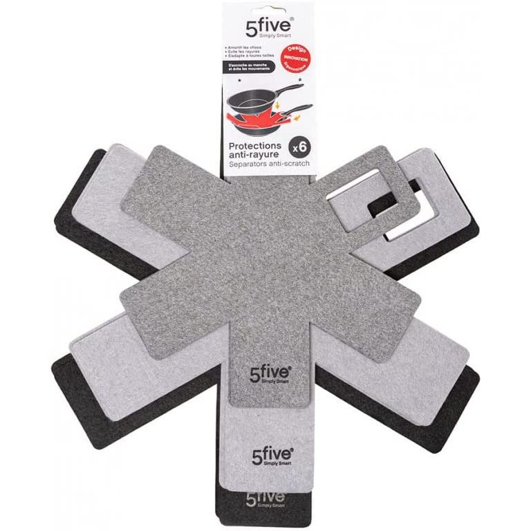 5 FIVE Pack 6ud Fieltro Protector Base de Sartenes Felpa Medidas 38x38 35x35 28x28cm