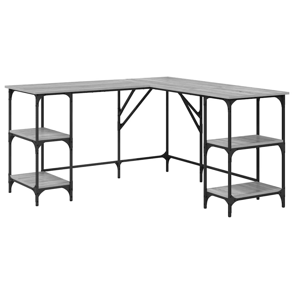 vidaXL Escritorio madera de ingeniería gris Sonoma 139x139x75 cm