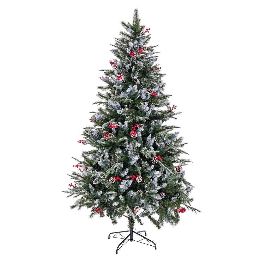 Árbol de Navidad plegable artificial con 1056 ramas mixtas ignífugas verdes de 210 cm