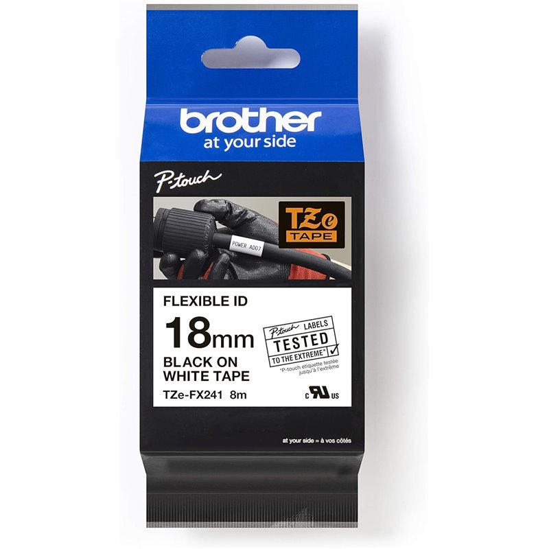 Brother Cinta Rotuladora Flexible 18mm Blanco/Negro