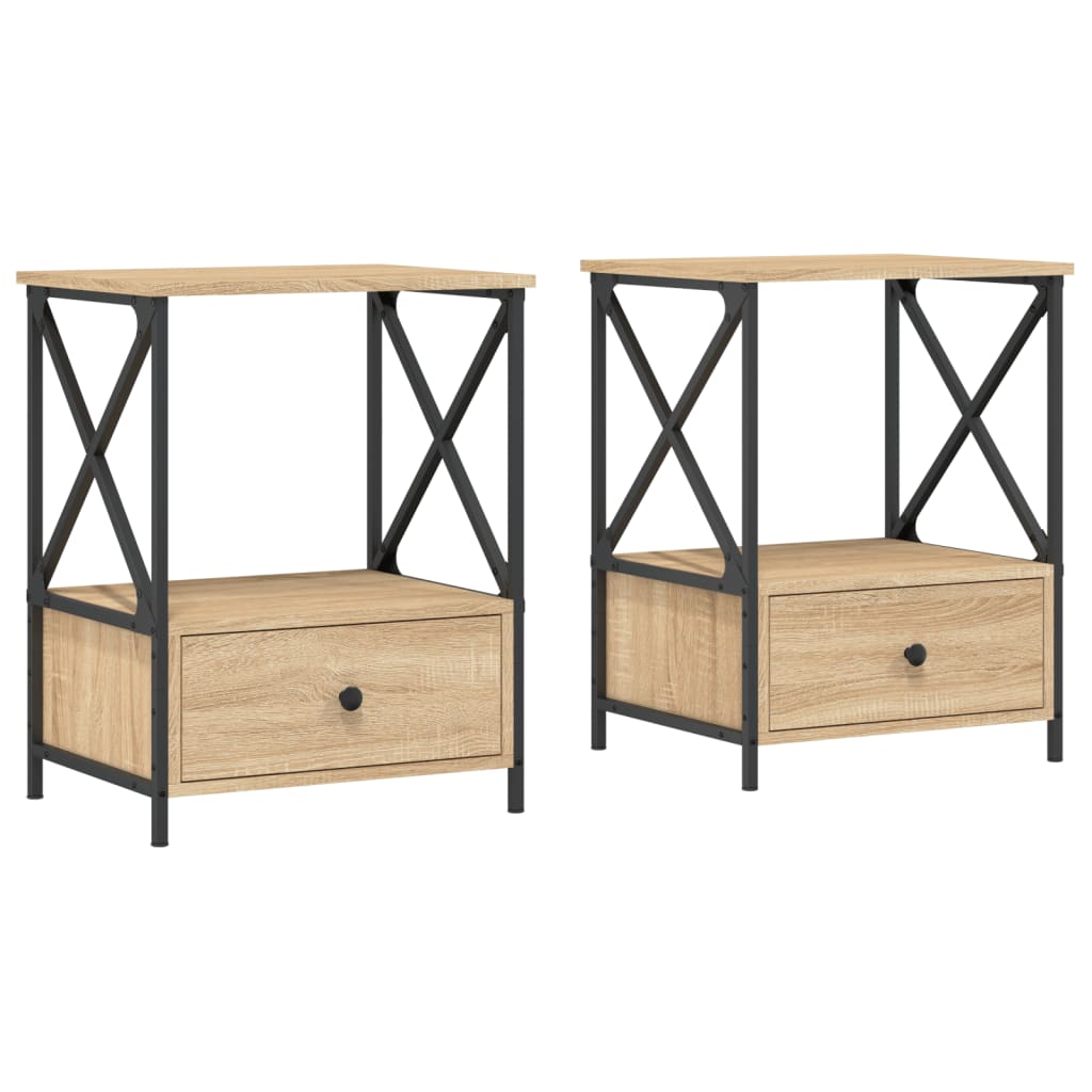 Vidaxl Mesitas de Noche 2 Unidades Madera Ingeniería 50x41x65 Cm Negro