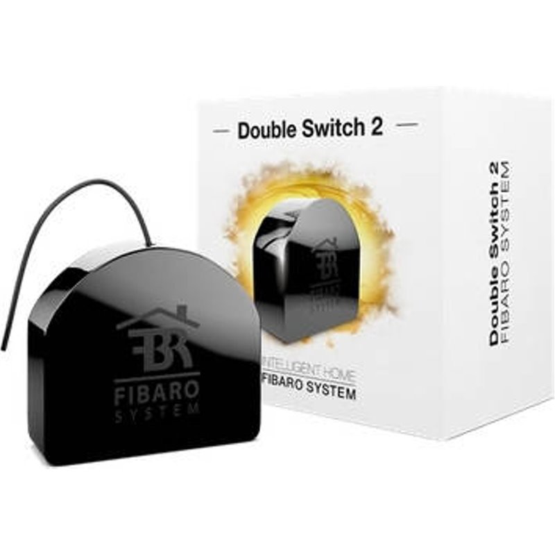 Fibaro FGS-223, Interruptor doble, relé inteligente, Z-Wave Plus, Negro