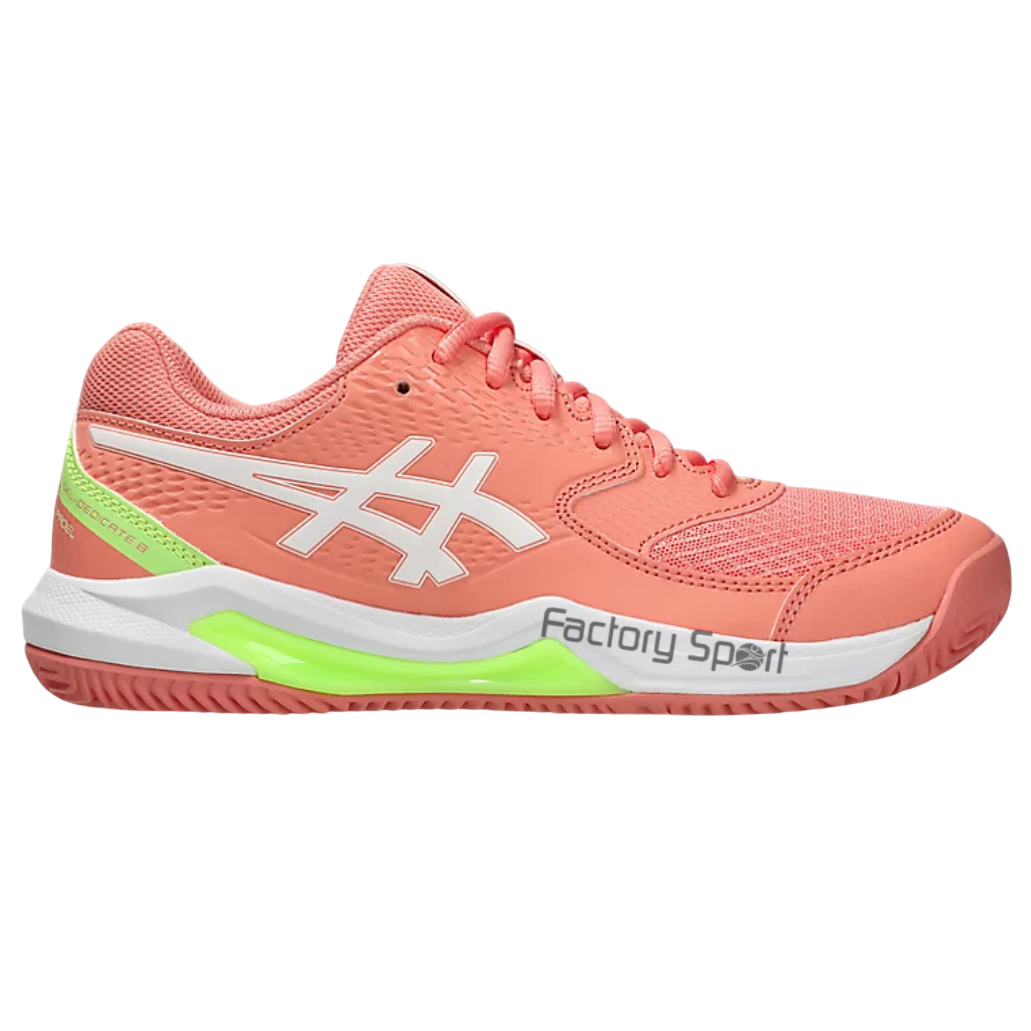 ASICS GEL DEDICATE 8 PADEL CORAL/BLANCO/LIMA 700 PARA MUJER