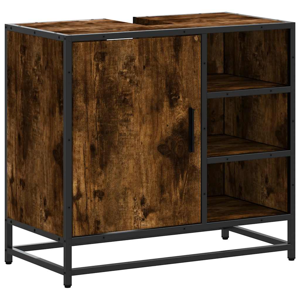 vidaXL Mueble de baño para lavabo roble ahumado 65x33x60 cm