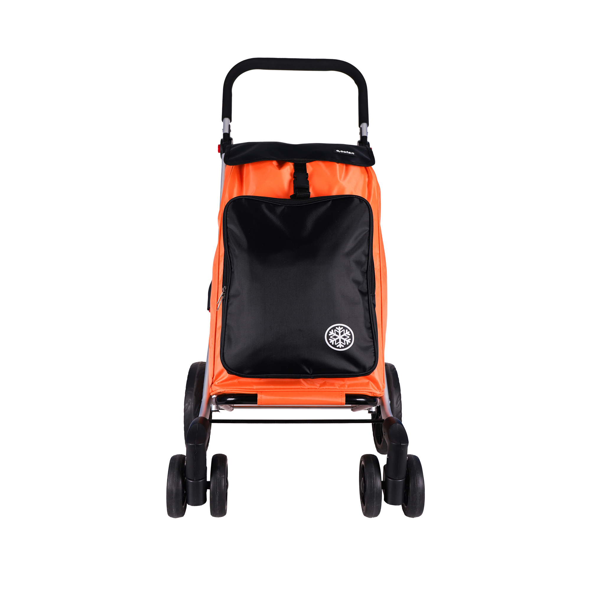 Cofan Carro de Compra Plegable con 6 Ruedas de Aluminio Color: Naranja y negro / Gris