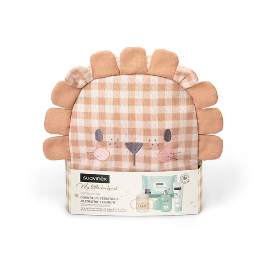 Suavinex Mochila Infantil Bebe Leon Beig. Ideal para guargeria. Incluye productos de Suavinex