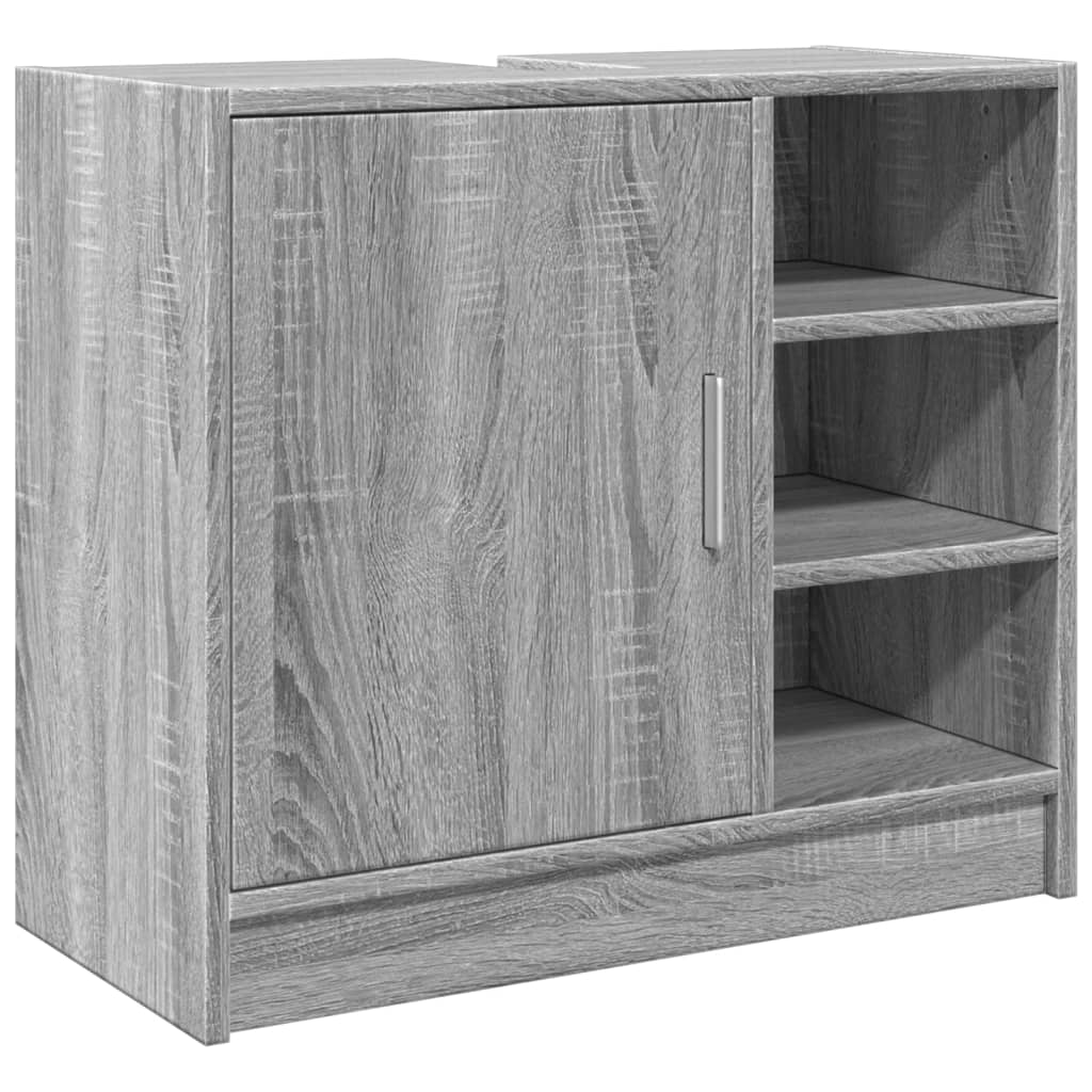 vidaXL Armario para lavabo madera de ingeniería 63x29x55 cm en color Blanco/Gris sonoma/Roble ahumado y más | almacenamiento funcional diseño moderno para baño dormitorio sala