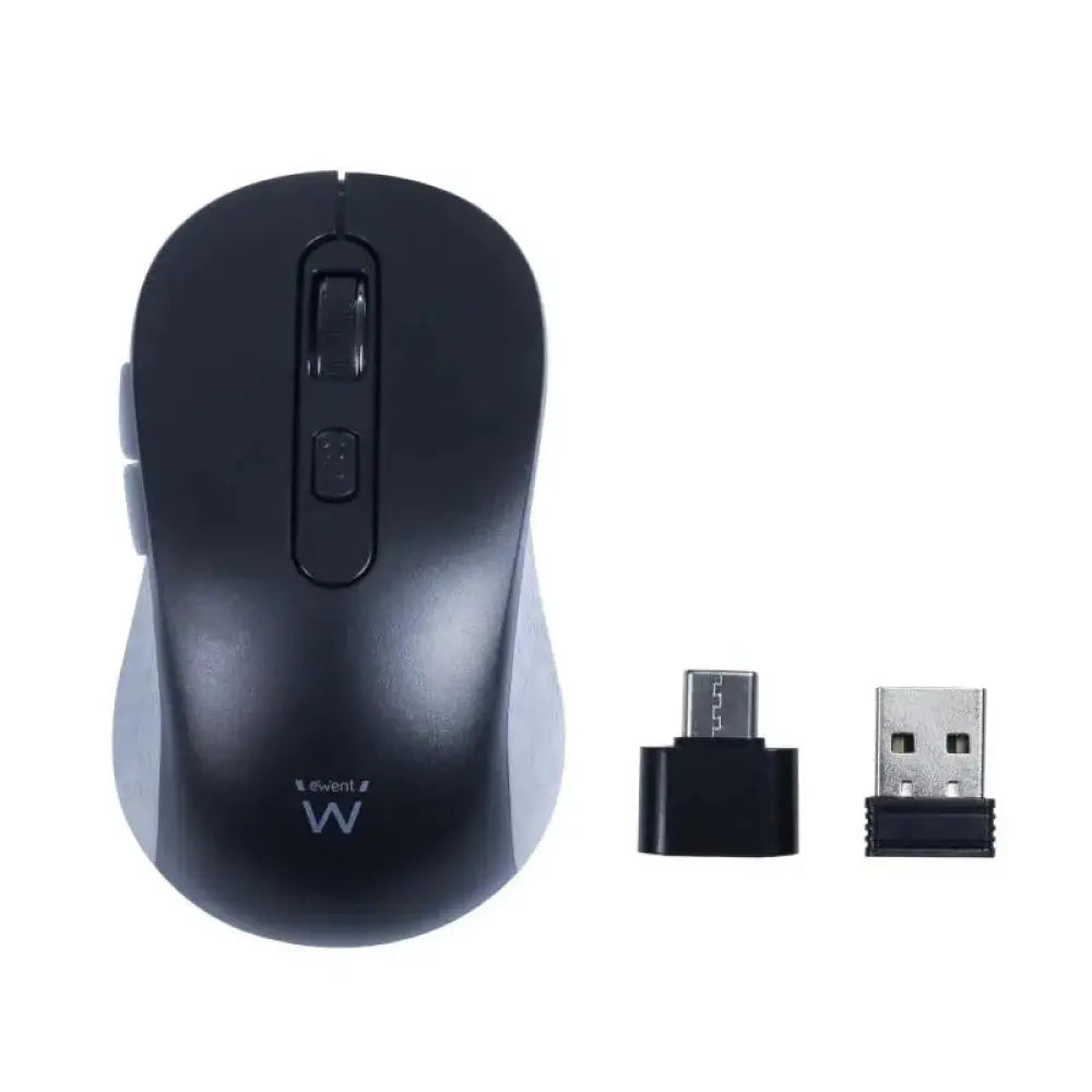 Ratón Ewent EW3204 Inalámbrico 1600 DPI Negro Gris Adaptador Tipo C