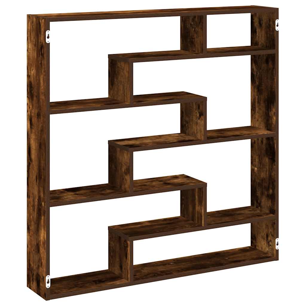 vidaXL Estante cubo de pared 7 compartimentos madera roble ahumado