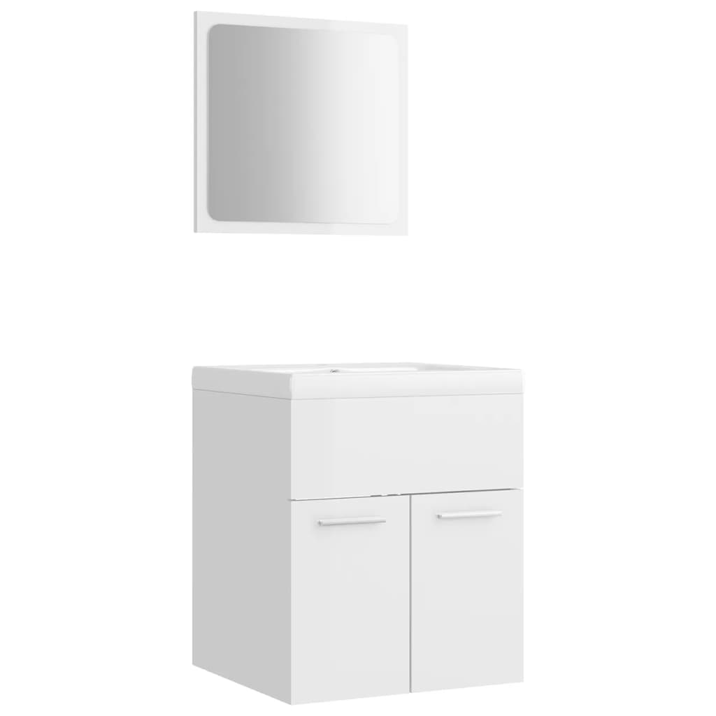 vidaXL Juego de muebles de baño madera de ingeniería brillo en color Blanco brillante/Negro/Blanco | almacenamiento funcional diseño moderno para baño dormitorio sala