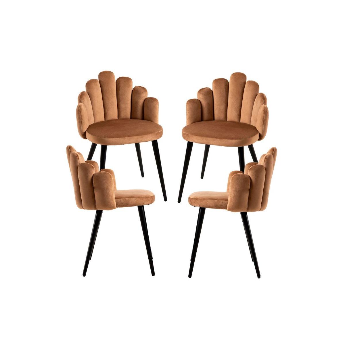 Regalos Miguel - Packs Sillas Comedor - Pack 4 Sillas Hand Patas Negras Terciopelo - Marrón