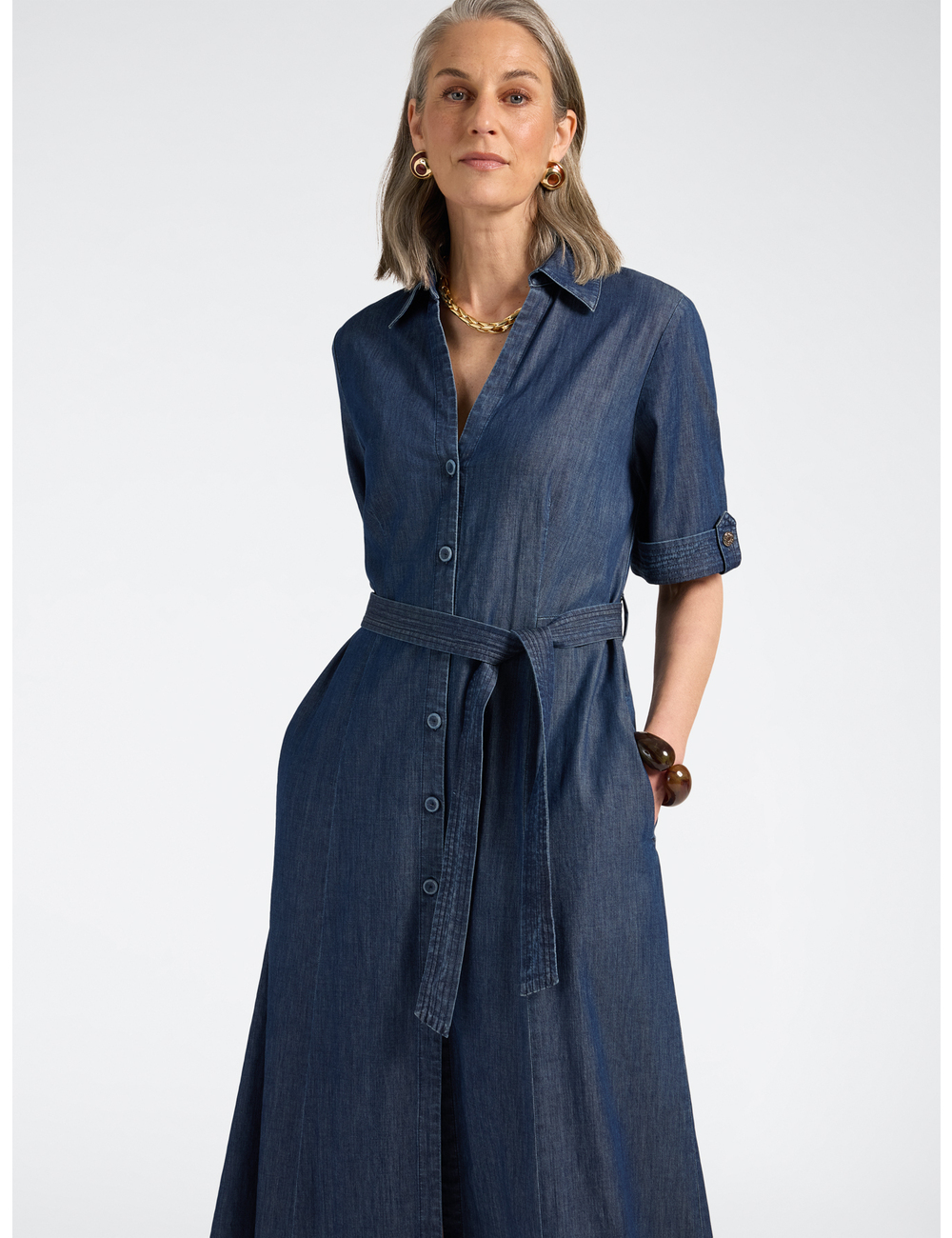 Elena Mirò - Vestido camisero largo con cinturón