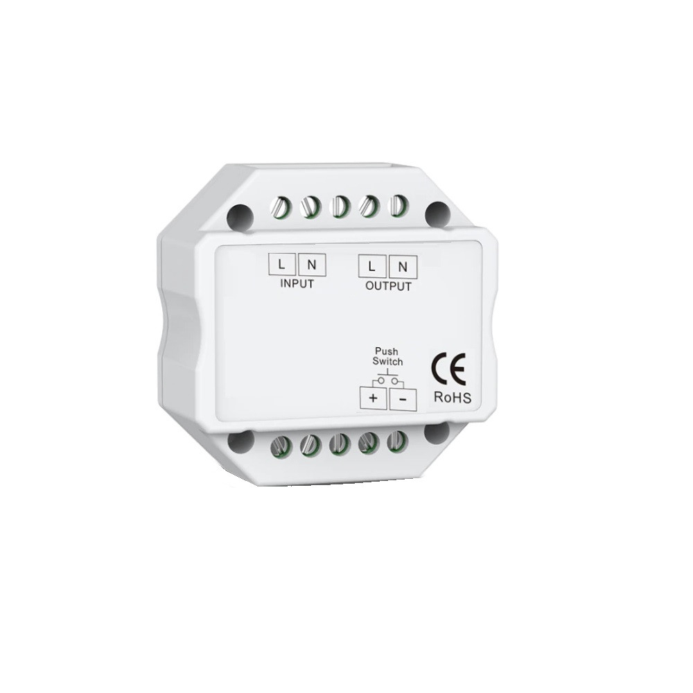 LEDKIA LIGHTING - Interruptor Regulador LED TRIAC | Compatible con Pulsador y Mando RF | Potencia Máxima 360W | Formato Extra-Plano | IP20, Blanco, Policarbonato