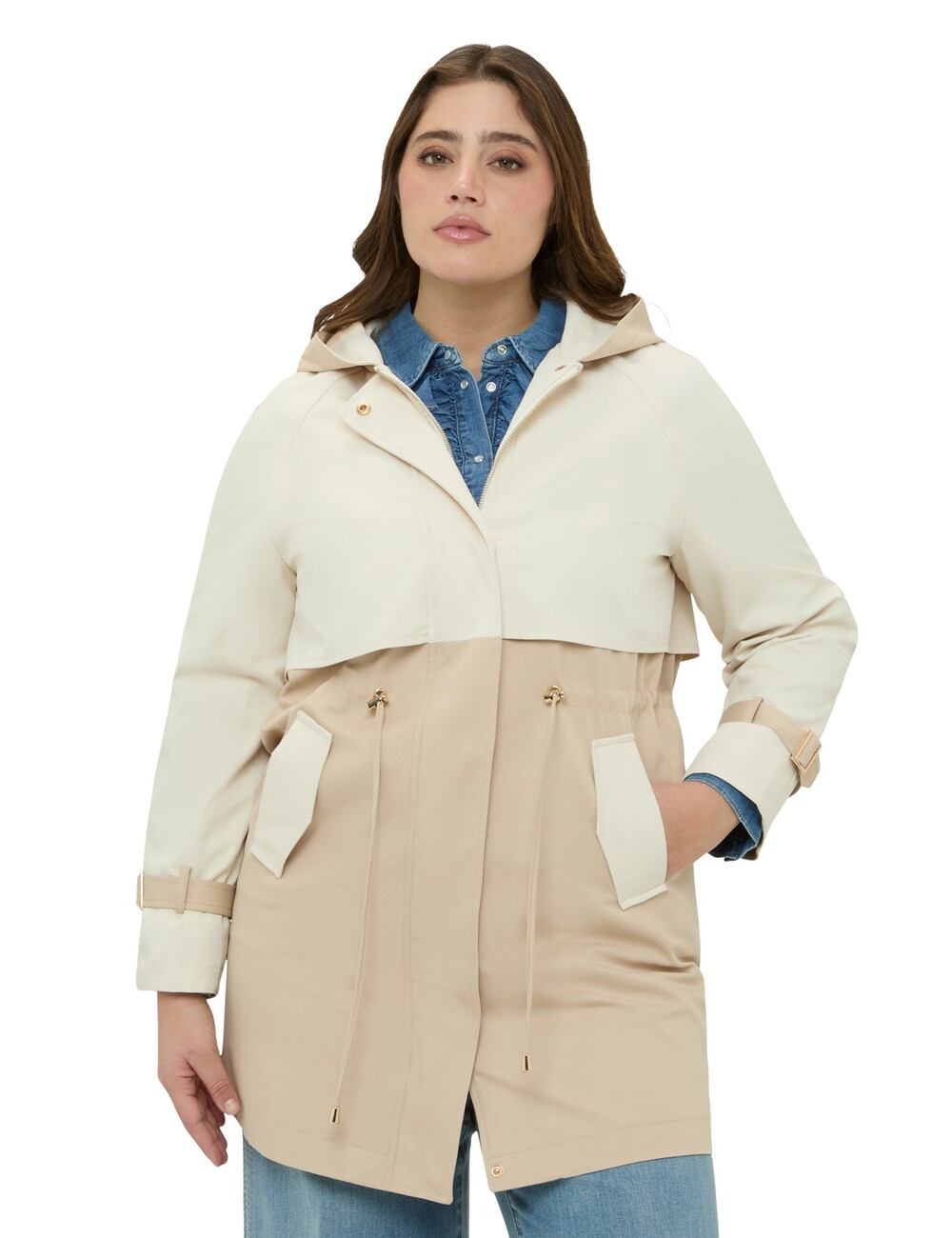 Fiorella Rubino - Trench bicolor con capucha