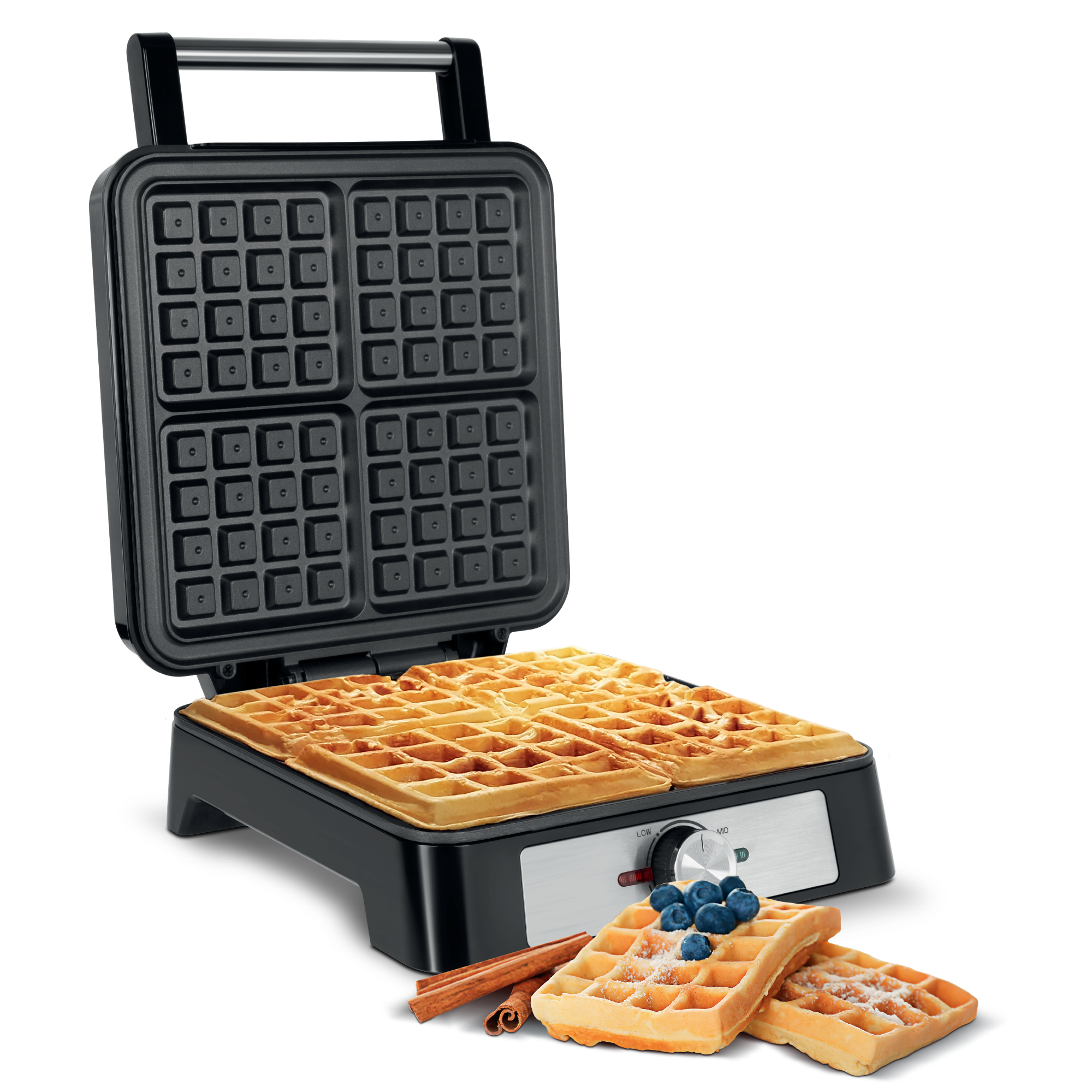 Máquina para hacer 4 gofres, 1600W, acero inoxidable, regulación de potencia, Teesa