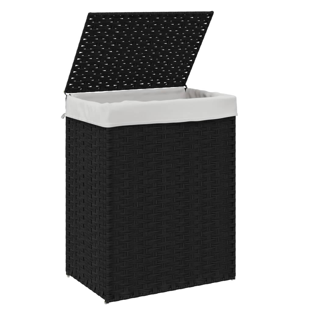 vidaXL Cesto para Ropa Sucia con Tapa Cesta Colada Baño Ratán Sintético Color Blanco,  Negro,  Natural y mas