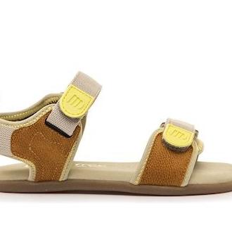 Sandalias niño Mustang barefoot color way camel nylon taupe marron gris y verde sandalias abiertas de calzado respetuoso muy comodas y flexibles con cierre de doble tira adherente Mustang free con certificado vegano by Mustang