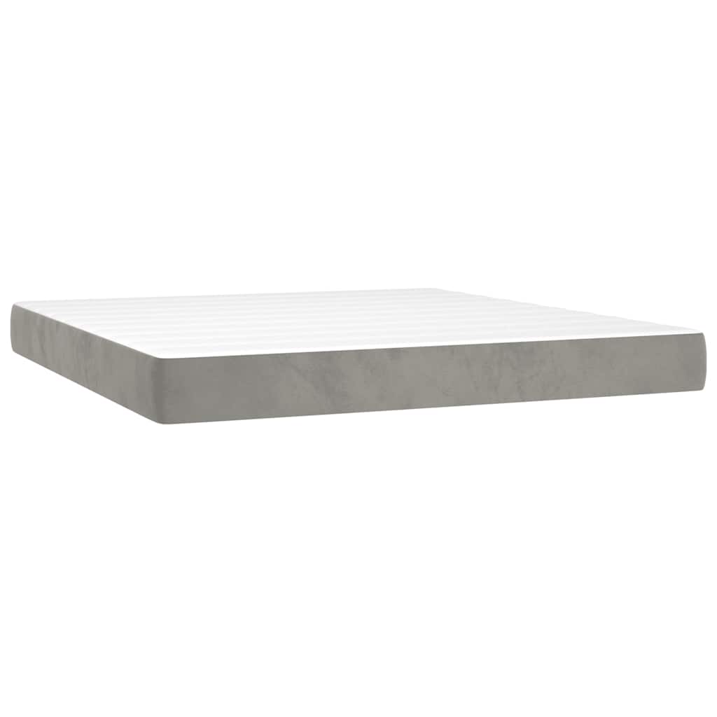 vidaXL Colchón de muelles ensacados firmeza media terciopelo gris claro 160x210x20cm