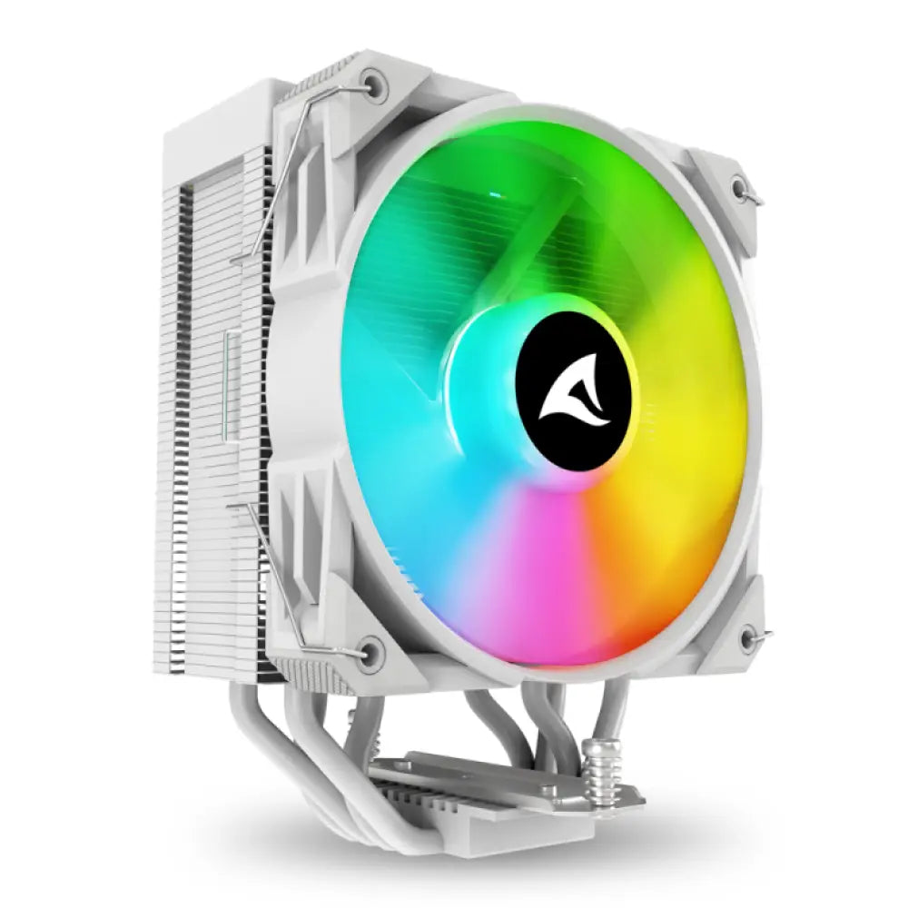 Ventilador CPU Refrigeración Aire Sharkoon Compatible LGA1851 120mm A40 RGB 4 Heatpipes TDP 220W RGB Blanco