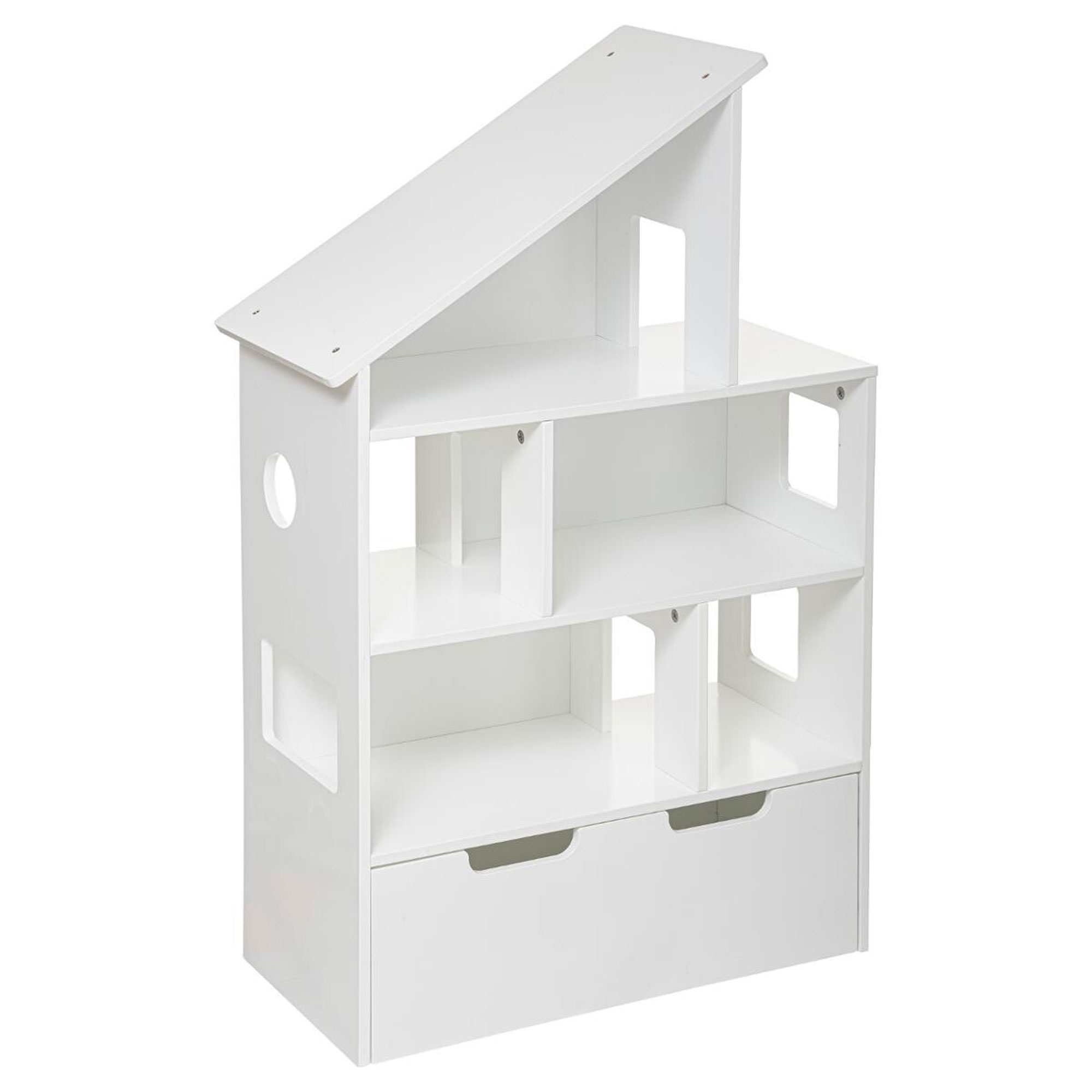 Librería Maison con ruedas de color blanco ATMOSPHERA.