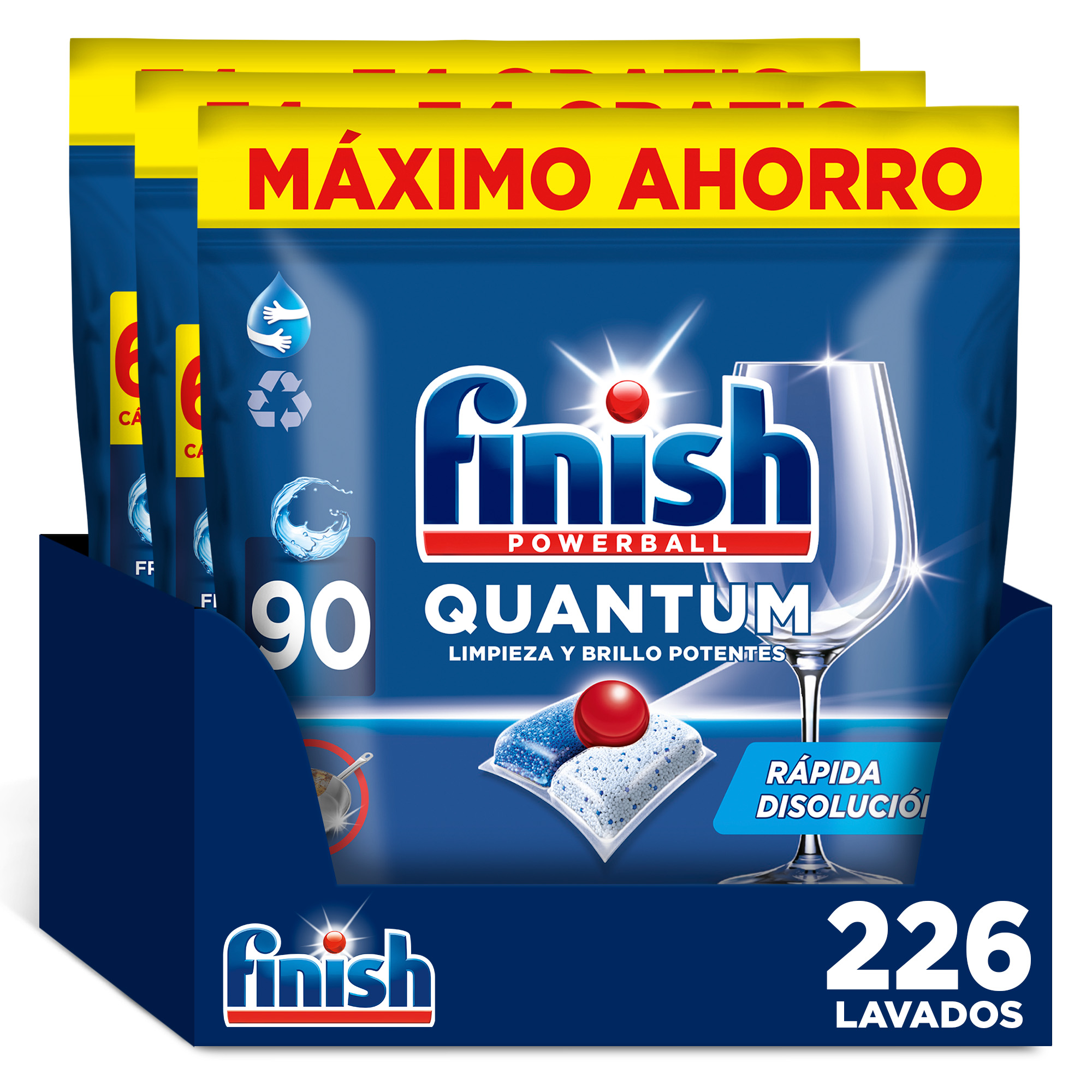Finish Powerball Quantum 158  | 226 Pastillas para lavavajillas .Limpieza y Brillo Potentes, aroma Regular
