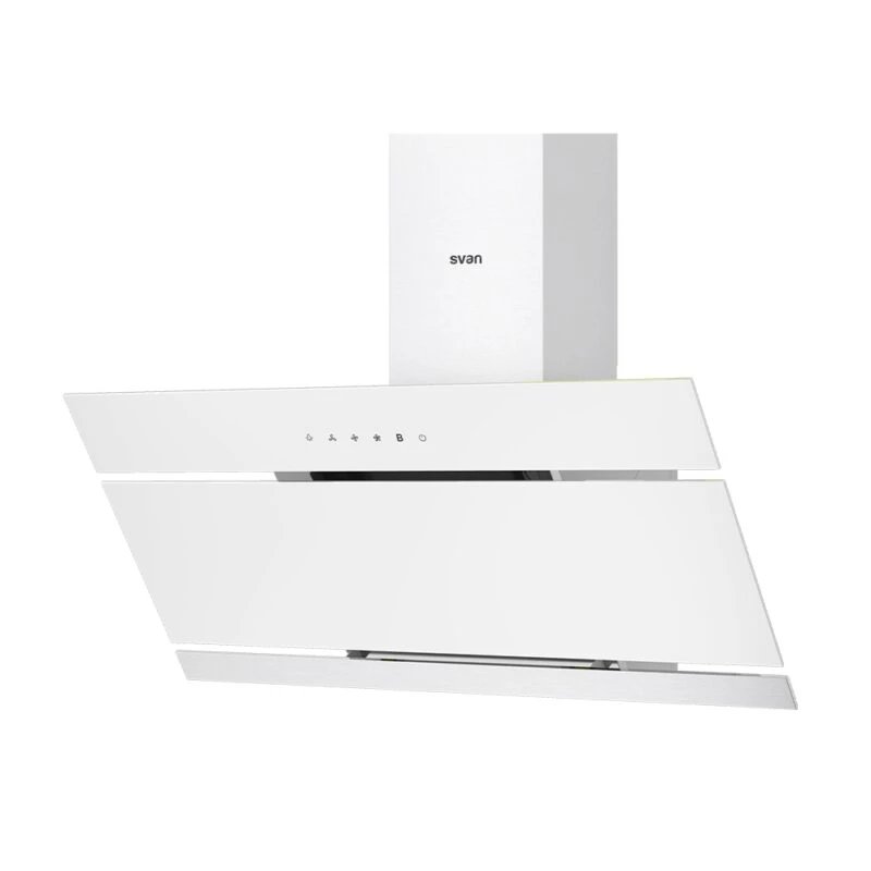 Campana Decorativa Inclinada Svan SVCC1960B 90cm 510m³/h Clase A+ Cristal blanco  | Táctil, Booster, 60dB, Niveles Extracción 3