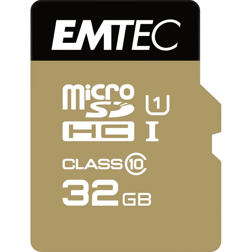 Emtec - Tarjeta microSDHC 32GB EliteGold UHS-I U1 Class 10 con velocidad de lectura hasta 85 MB/s, adaptador SD incluido, ideal para móviles, cámaras y drones, compatible con HD y Full HD