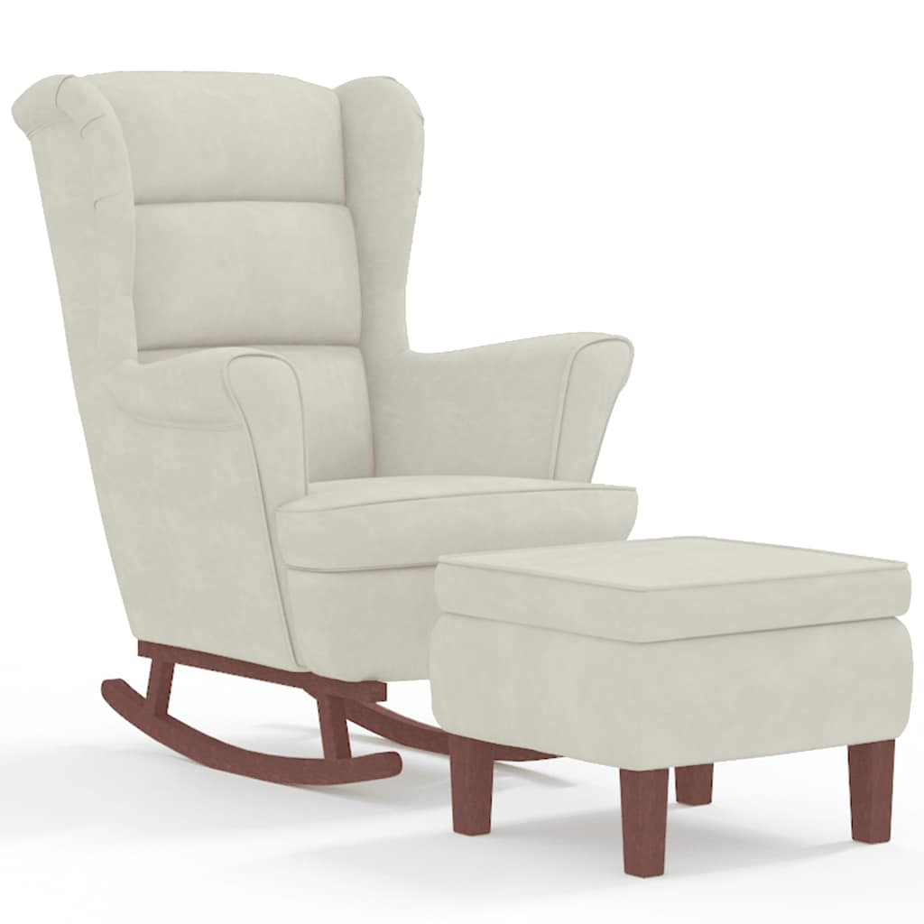 vidaXL Sillón Mecedora con Patas de Madera Silla de Descanso Tapizada Terciopelo