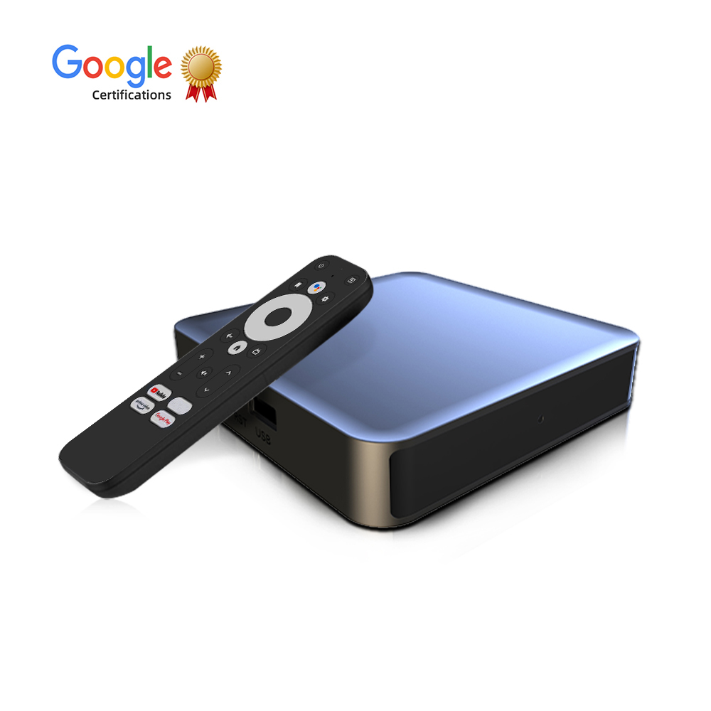 TV Box Android 12 4K Certificado por Google, Amlogic S905Y4-B, 2GB RAM 32GB ROM, 3 Antenas WiFi Bluetooth 5.0, Compatible con Prime Video y Disney+, Control por Voz con Google Assistant