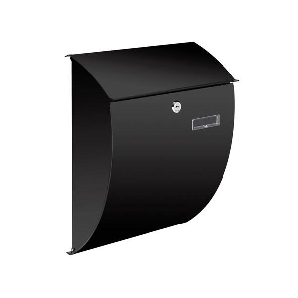 Perel Bonito buzón, Montaje en la Pared, Forma Redondeada, con Soporte de Nombre, 2 Teclas, Dimensiones (h x w x d) 40 x 31 x 16 cm, Negro