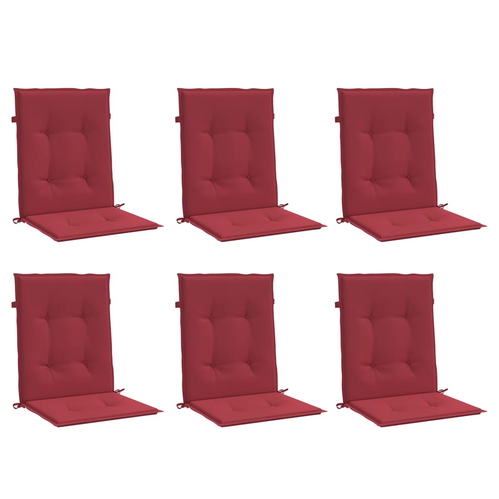 vidaXL Cojín silla jardín respaldo bajo 6 uds tela Oxford rojo tinto