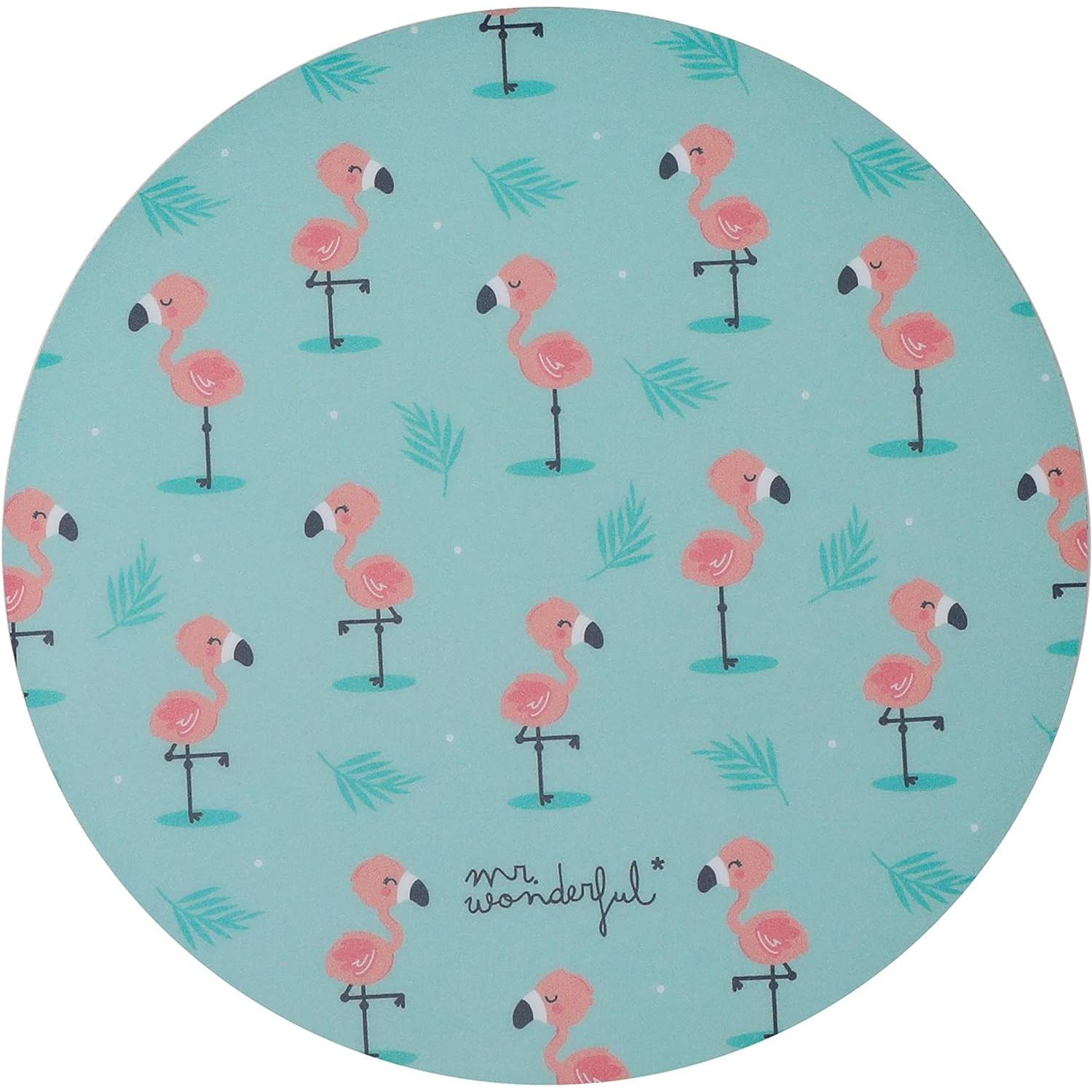 WONDEE - MR WONDERFUL Alfombrilla Ratón Infantil Redonda con Diseño de Flamencos - Alegría y Exclusividad en tu Escritorio - Mr Wonderful Regalos Originales para Niñas, Adolescentes y Mujeres