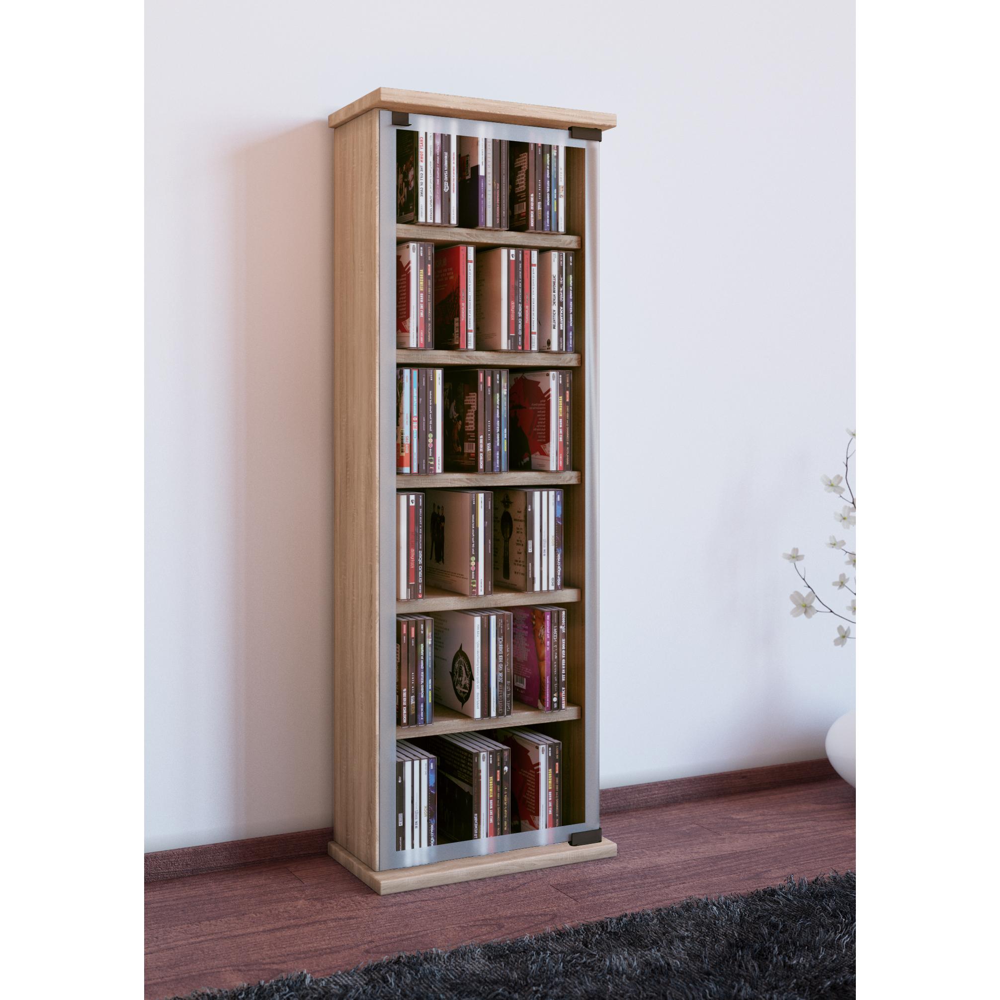 Soporte de madera para CD DVD Estante Armario Soporte de almacenamiento Clásico Puerta de cristal Soporte de madera para CD DVD Estante Armario Soporte de almacenamiento Clásico Puerta de cristal