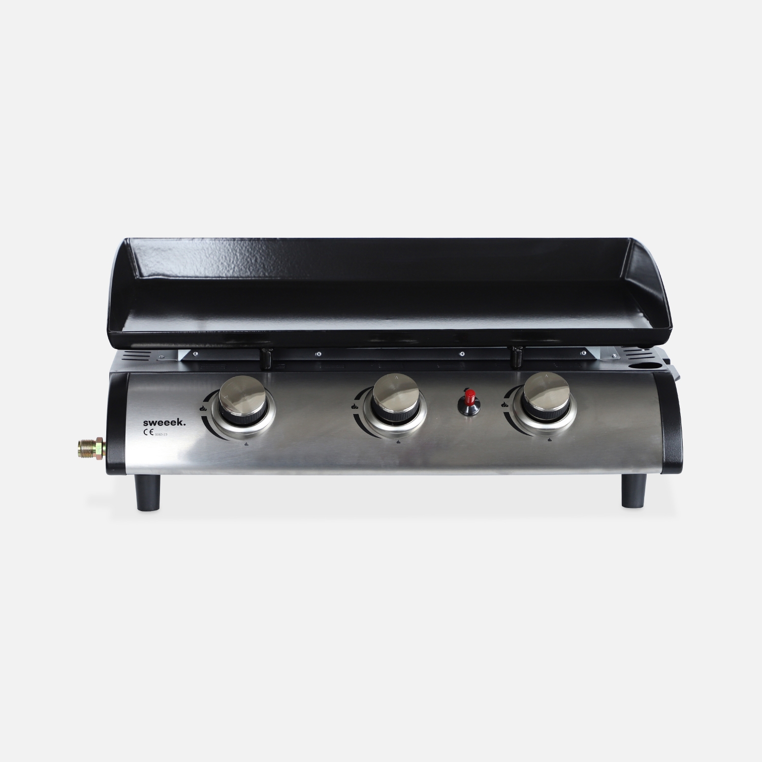 sweeek - Plancha de gas con 3 quemadores de acero inoxidable, 7.5kW , Porthos 3 , 65x45x25