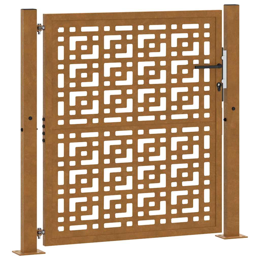 vidaXL Puerta de jardín diseño en cruz de acero desgastado 105x105 cm