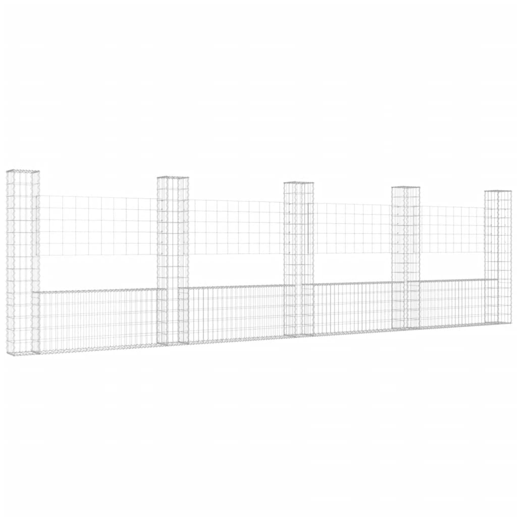 Vidaxl Cesta de Gaviones Forma de U 6 Postes de Hierro 500 X 20 X 100 Cm