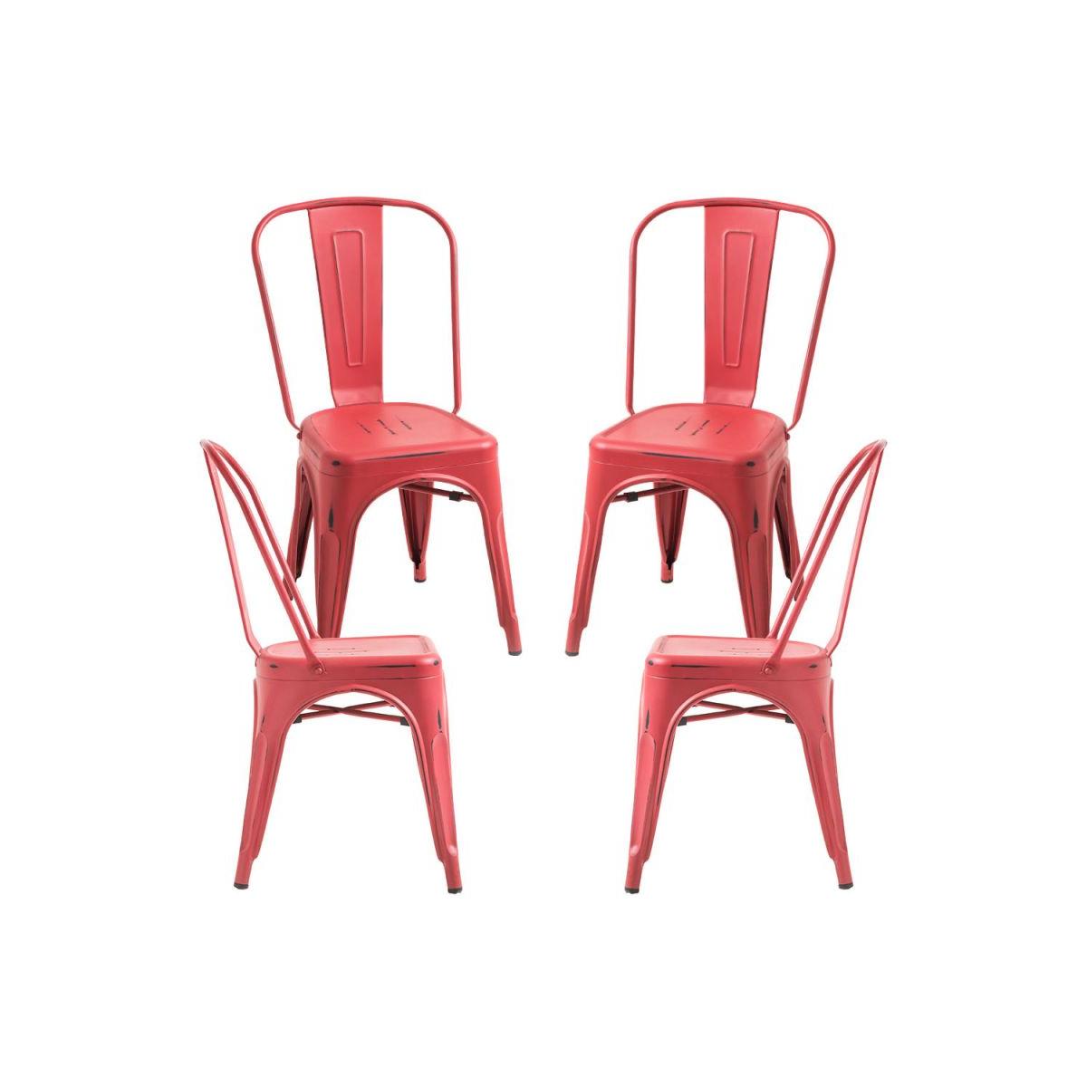Regalos Miguel - Packs Sillas Comedor - Pack 4 Sillas Torix Vintage - Rojo vintage