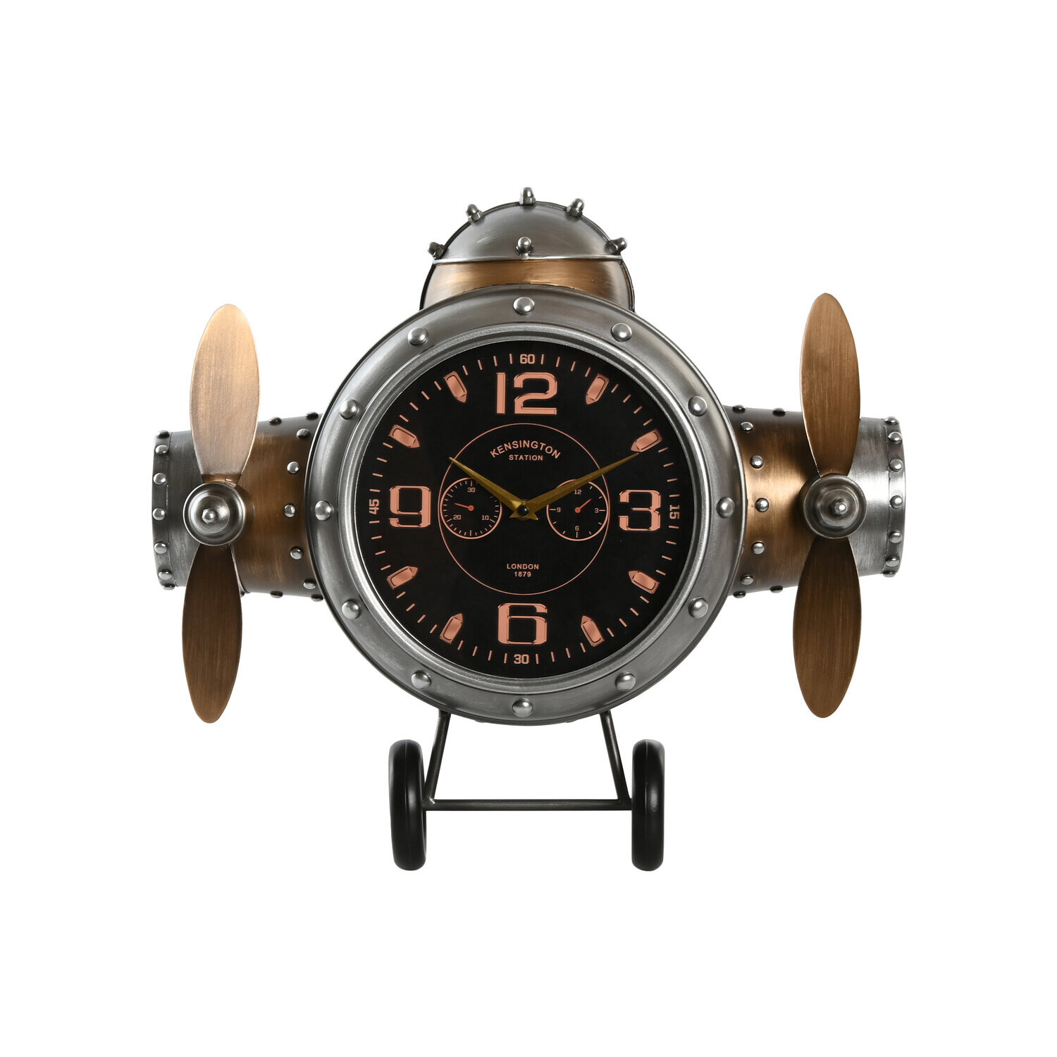 Reloj pared metal 50x10,5x49,5 avion plateado , El mejor complemento para tu hogar.