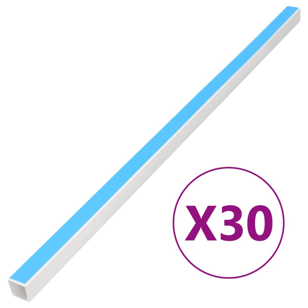 vidaXL Canaletas para Cables Autoadhesivas Cubiertas Canales de Cableado PVC (30 unidades) Dimensiones 10 x 10 mm 30 m,  15 x 10 mm 30 m,  20 x 10 mm 30 m y mas