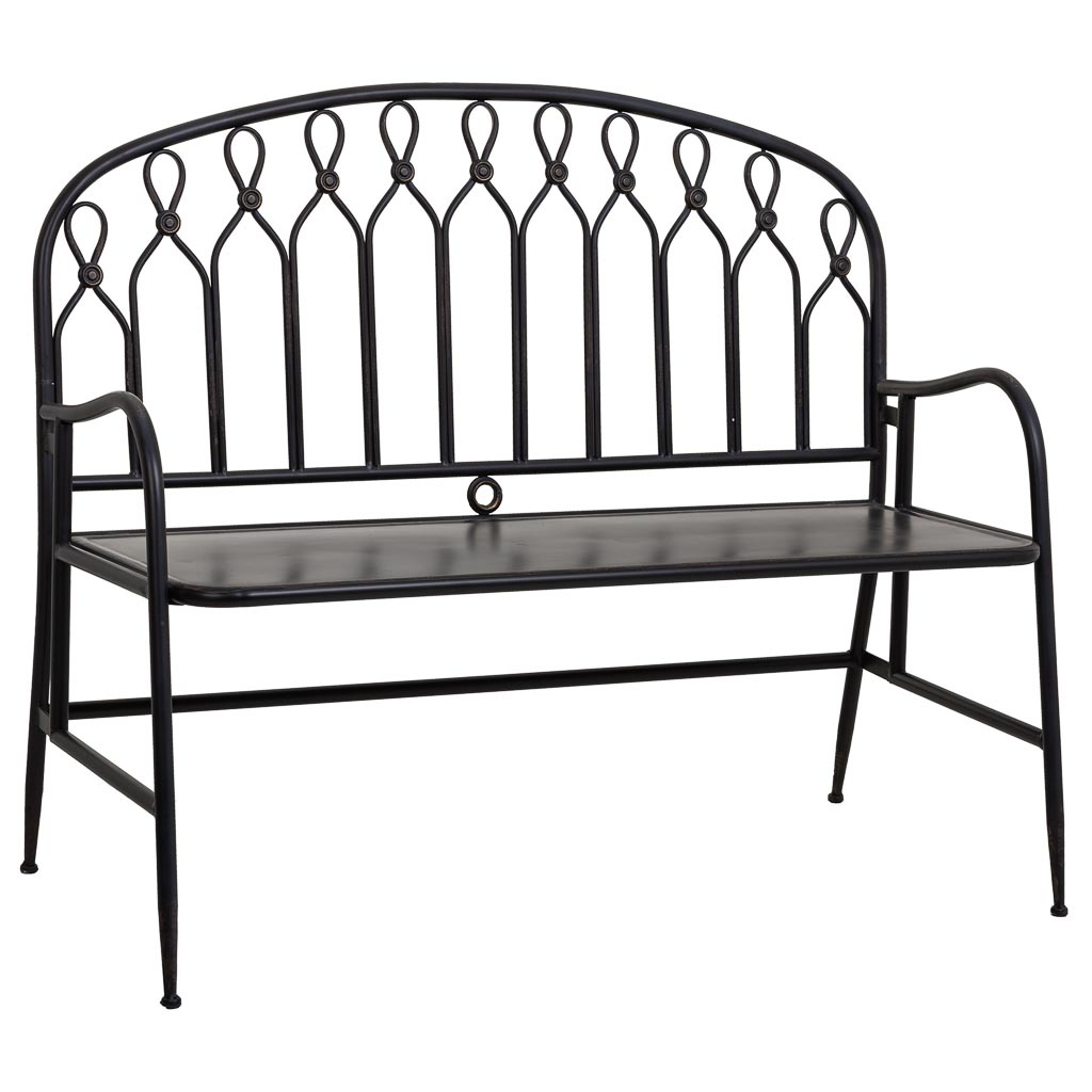 WANDERLUST DECO Banco de Metal Negro para Exterior - Resistente a la Intemperie