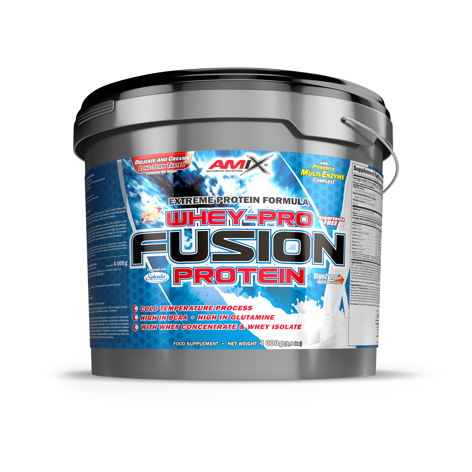 Whey-Pro Fusion Protein 4kg  Suplemento de proteína de alta calidad con 75% de proteína pura,  Amix Nutrition