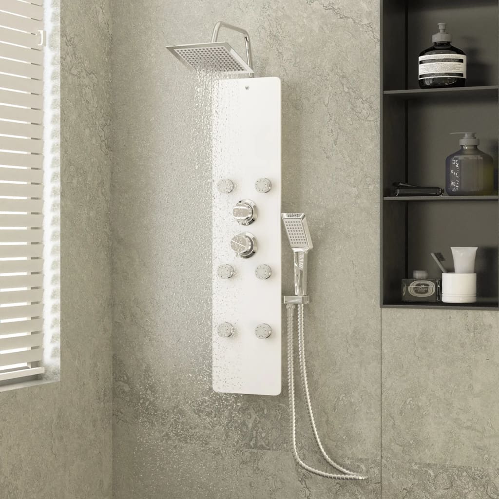 vidaXL Panel Ducha de Vidrio 25x47,5x130 cm Torre Aseo Baño Inodoro Color Blanco,  Negro, y mas