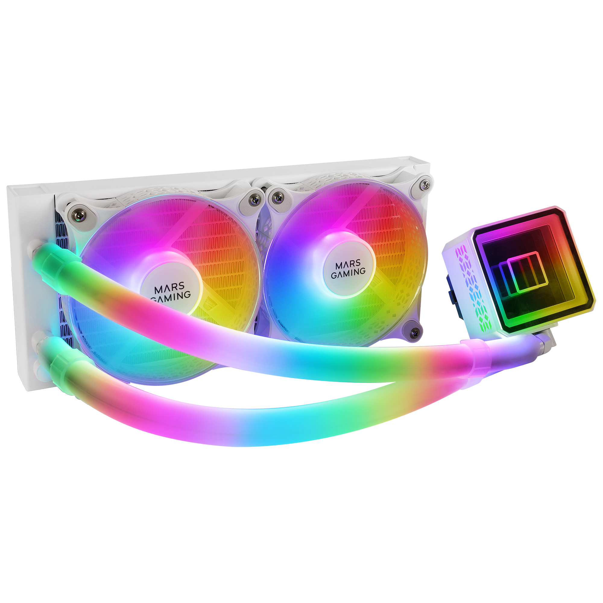 Mars Gaming ML-ULTRA240, Refrigeración Líquida CPU, TDP 500W, Espejo Infinito, 2 Ventiladores Silenciosos FDB ARGB, Tubos ARGB, Multisocket Universal, Refrigeración Líquida Negro o Blanco