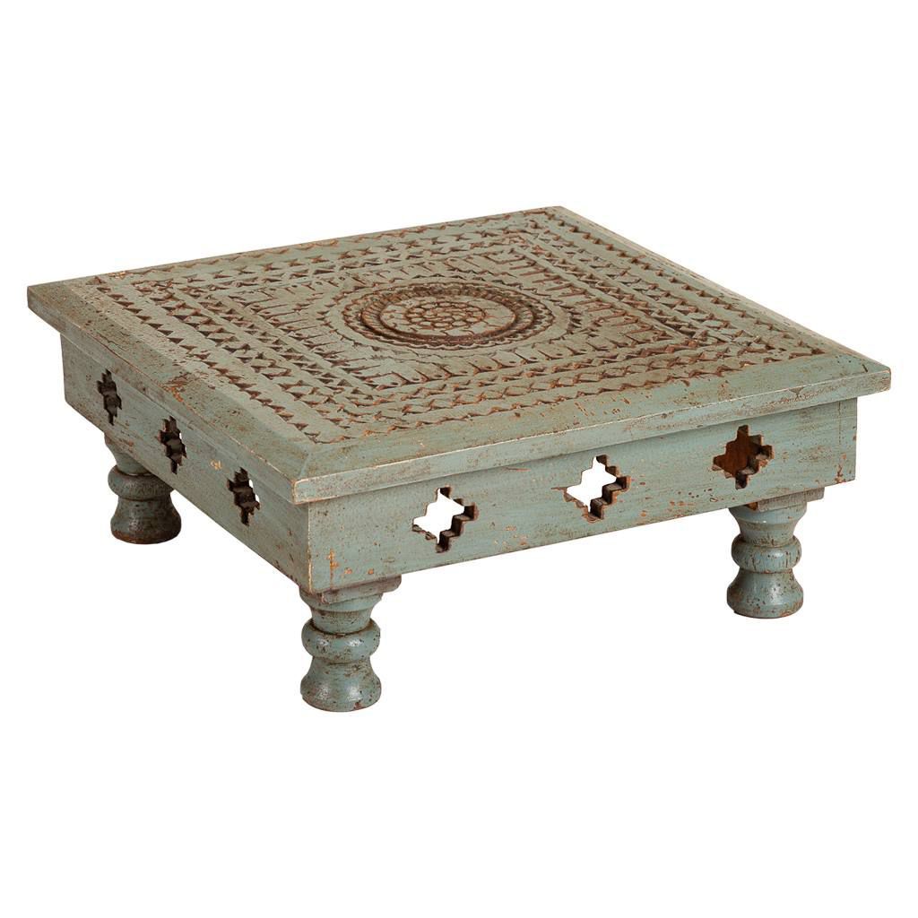 Mesa Centro De Madera Tallada Acabado Artesanal 33x33x14cm, El mejor complemento para tu hogar