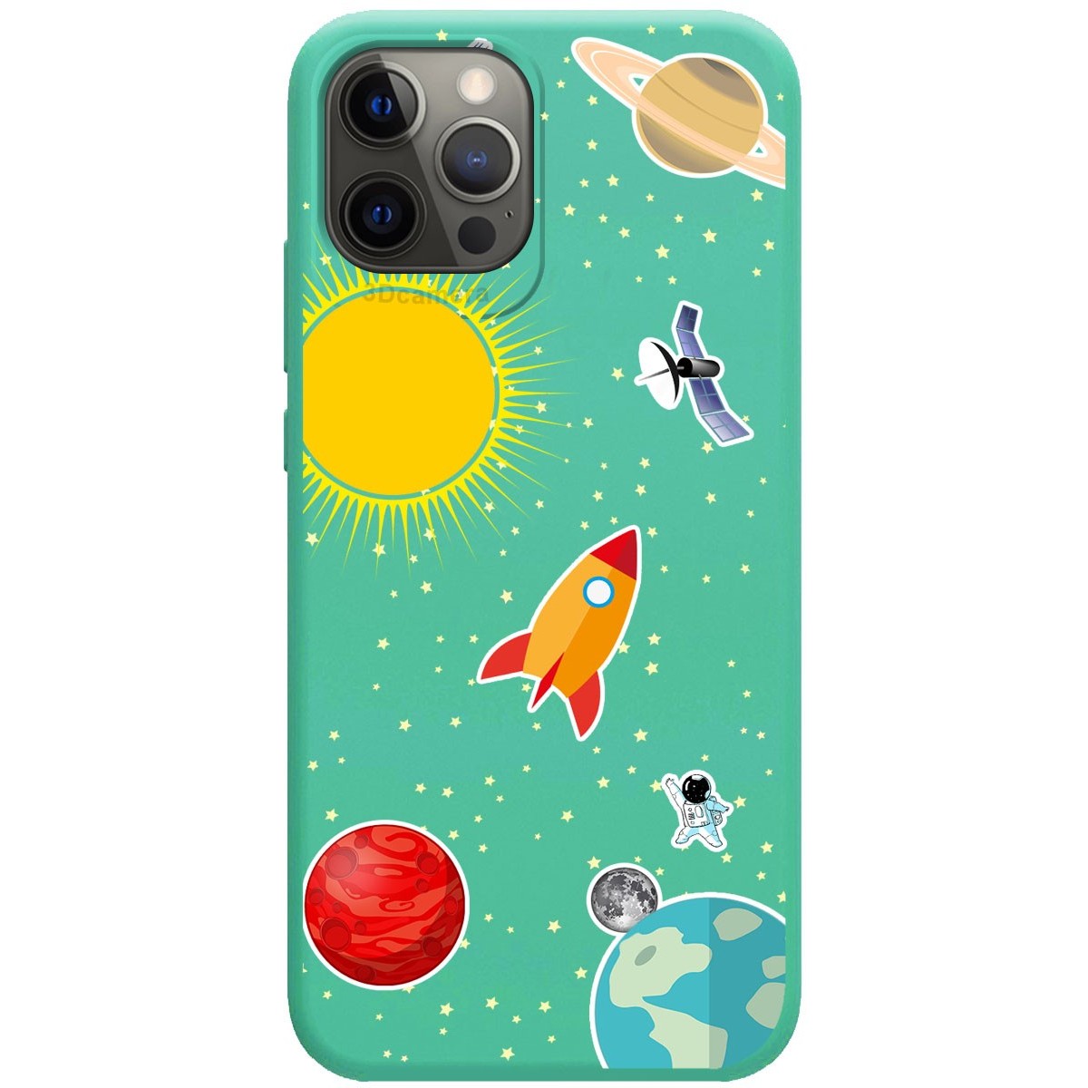 Tumundosmartphone Funda Silicona Líquida Verde para Iphone 12 Pro Max (6.7) diseño Espacio Dibujos
