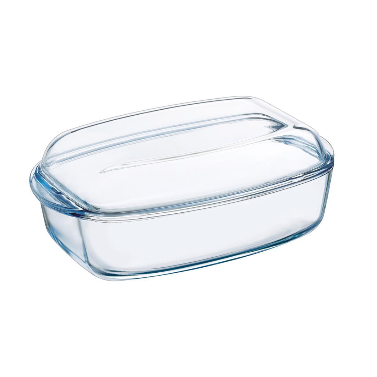 Pyrex Cazuela Rectangular de Vidrio 4,5L con Tapa - Resistente y Saludable