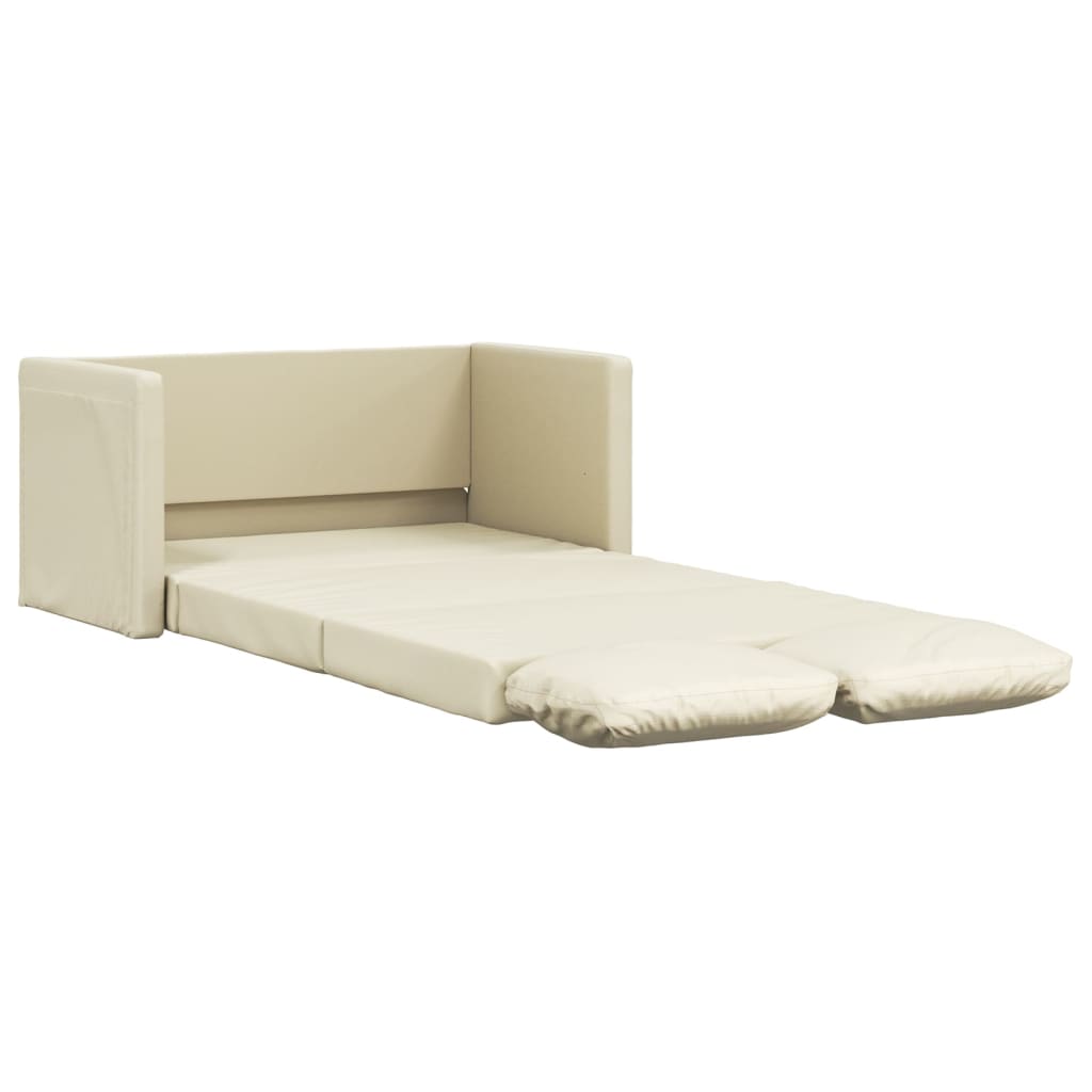 vidaXL Sofá cama de suelo 2 en 1 cuero sintético crema 112x174x55 cm