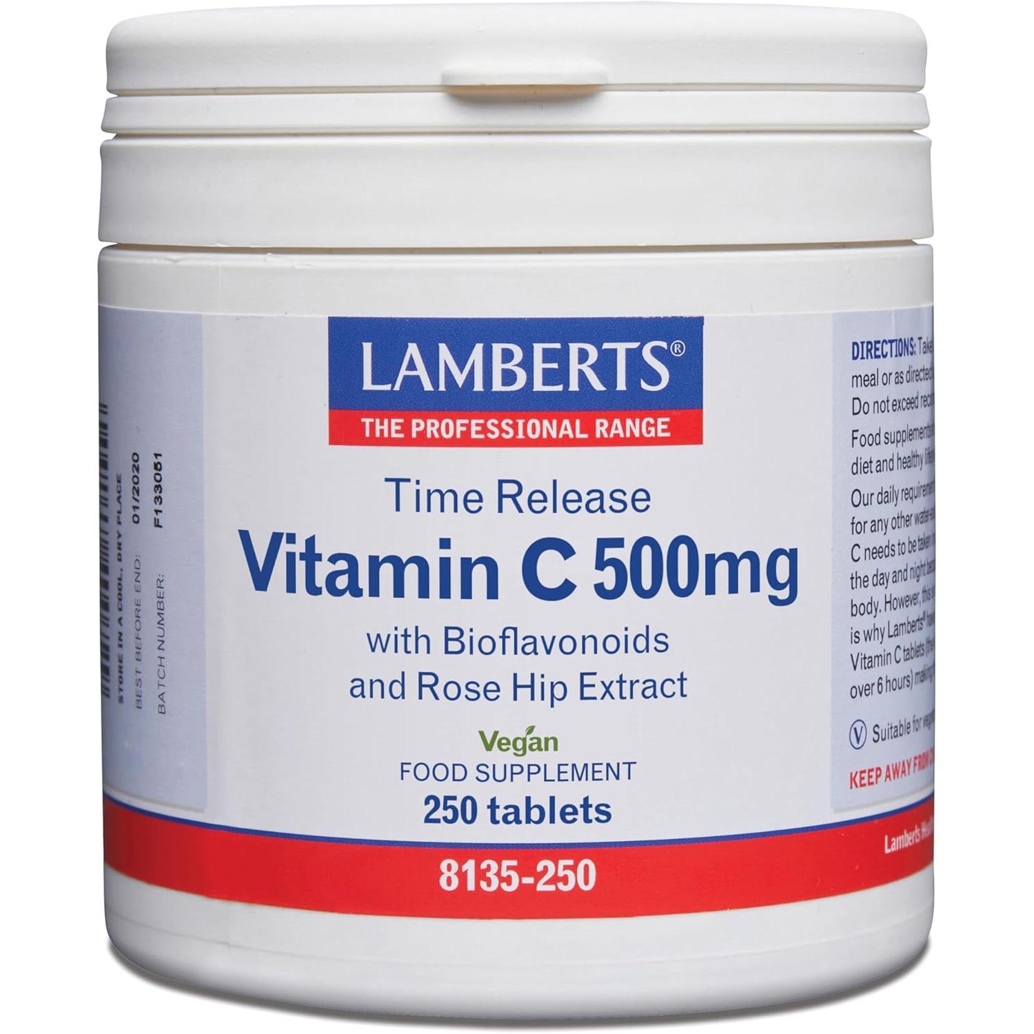 Lamberts Vitamina C 500 mg + Bioflavonoides Time Release - 250 Tabletas