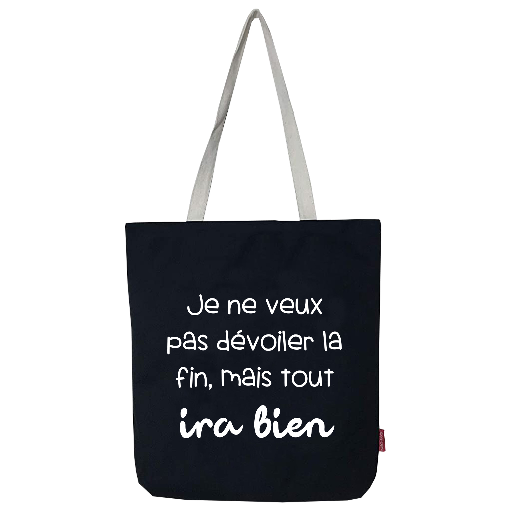 Hello-Bags. Bolso tote bag con cremallera, forro y bolsillo interior. Exterior: Algodón 100%. Incluye sobre kraft de regalo. Modelo JENEVEUX. Color: Crudo / Negro. Medidas: 37x38 cm.